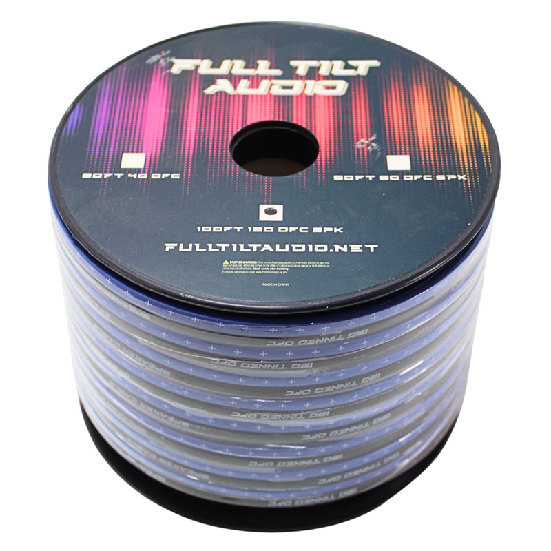 Full Tilt Audio 12GA Blue/Black 100' OFC Speaker Wire Lot Cut By The Foot