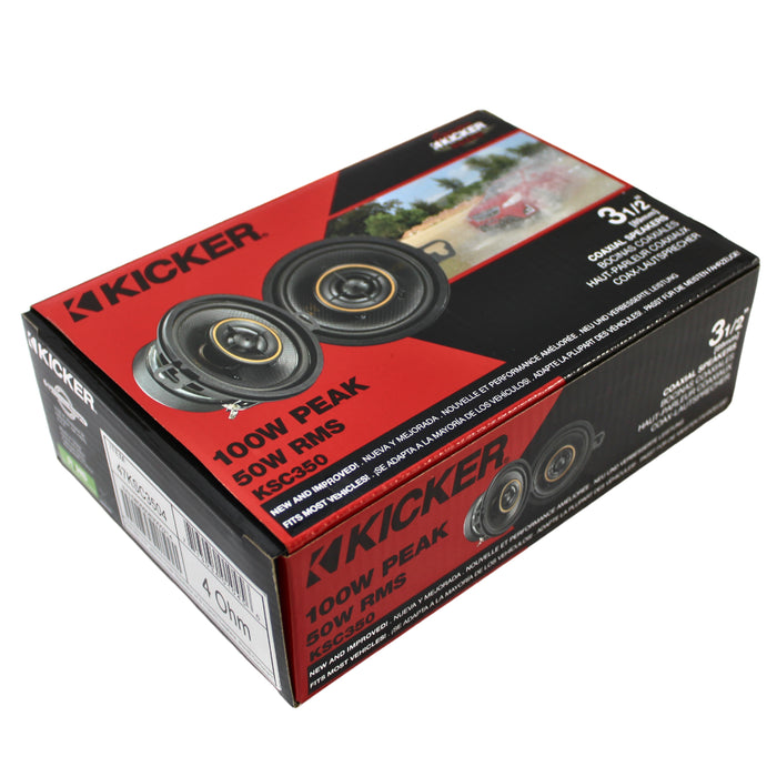 Kicker KS-Series 3.5" 4 Ohm Coaxial Midrange Speakers 50W RMS KSC3504