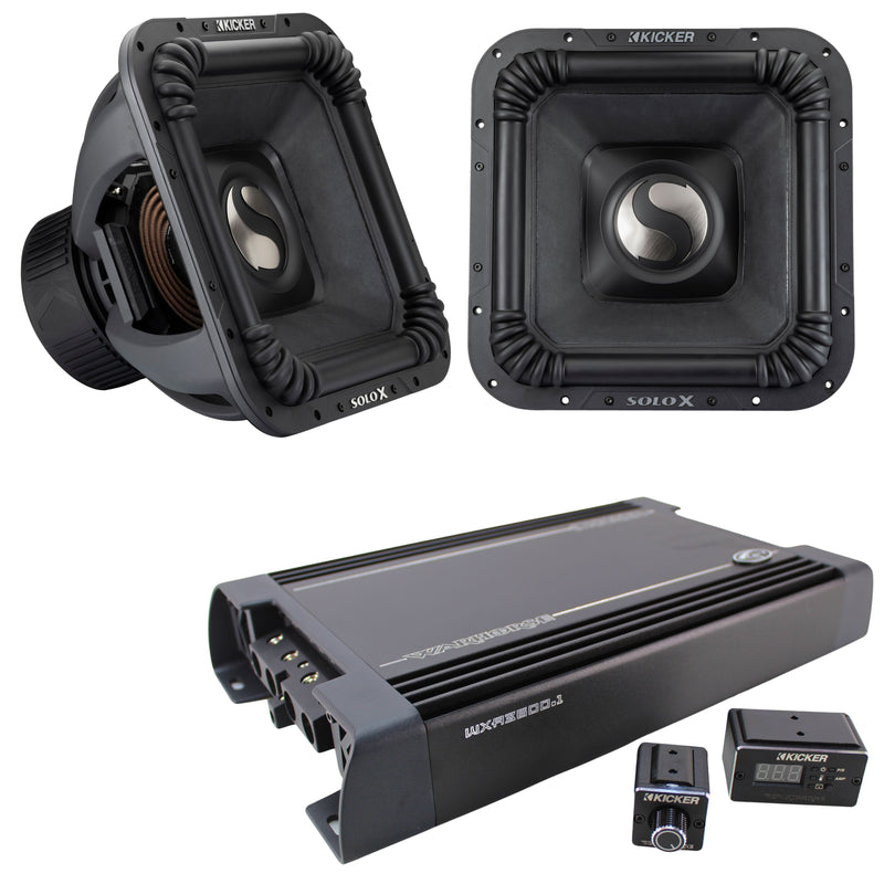Two Solo X 18" Dual 2 Ohm 2000W RMS Subwoofer Combo with Warhorse 3600 Amplifier