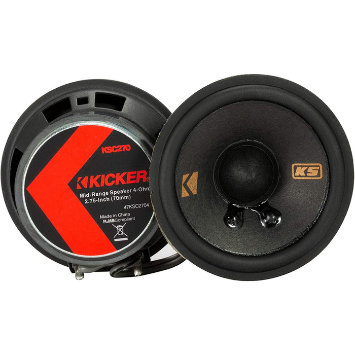 Kicker KS-Series 2.75" 4 Ohm Coaxial Midrange Speakers 100 Watt Peak KSC270