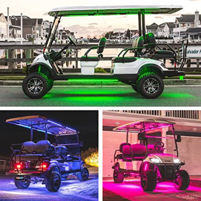 LEDGlow 12pc Million Color LED Electric 6-Seat Golf Cart W/ Canopy Light Kit 12v