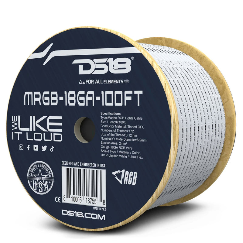 DS18 18 AWG 100% OFC Tinned Marine RGB LED Wire Lot Cut By The Foot