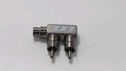 Product video of the Deaf Bonce MA-1F2M RCA F-Adapter demonstrating its compact design, plug-and-play functionality, and use in car and home audio setups.