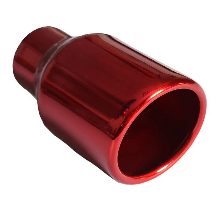 Mach-Speed Universal Exhaust Tip Rolled Edged Single Wall Slant Cut Powder Red