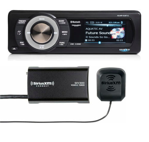 Aquatic AV AQ-MP-5UBT-S Bluetooth 1 Din Head Unit + Sirius XM Service Module