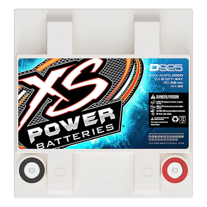XS Power 12V AGM Battery 2000 Max Amps 641 Ca Car Audio + Terminal Hardware D925