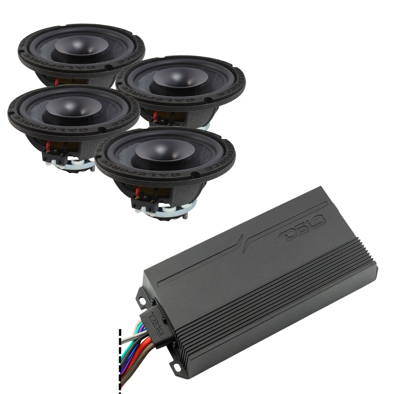 4x Galeforce 8" 450W Marine Speaker + DS18 4 Channel 1440W Marine Amplifier