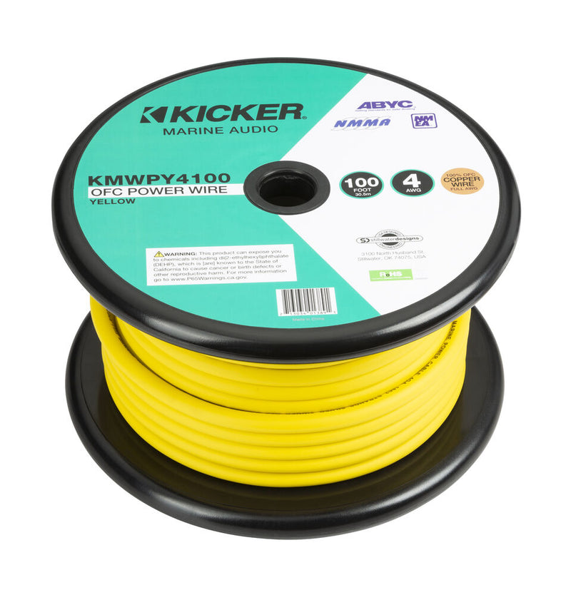 Kicker Marine 4 Gauge Tinned OFC Power/Ground Wire Yellow Lot Cut By The Foot