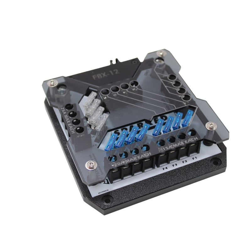 Sparked Innovations 12 Channel ATC/ATO Blade Fuse Box w Negative Bus and Cover