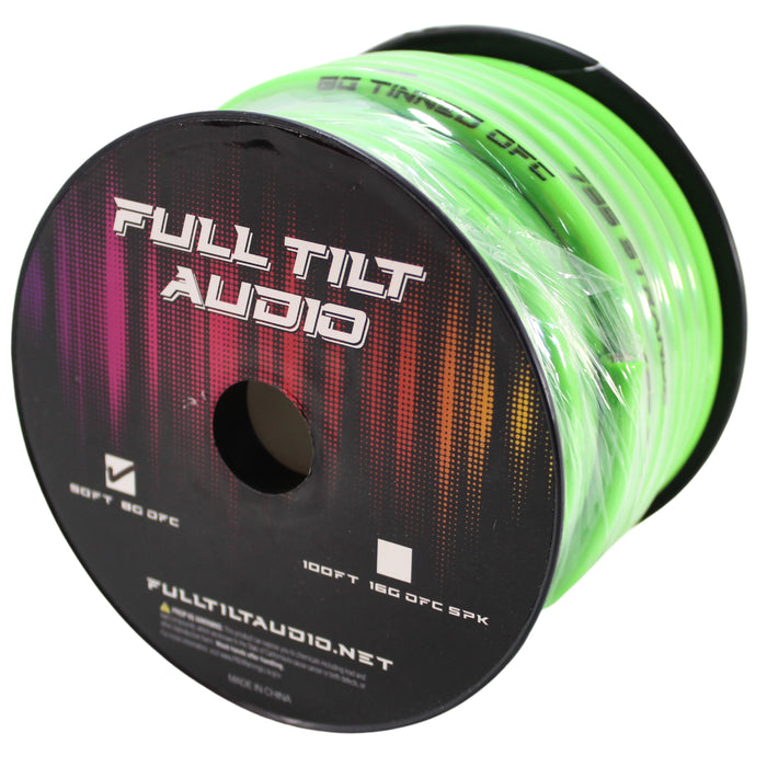 Full Tilt Audio 8 Gauge Tinned OFC Power/Ground Wire Lime Green Lot
