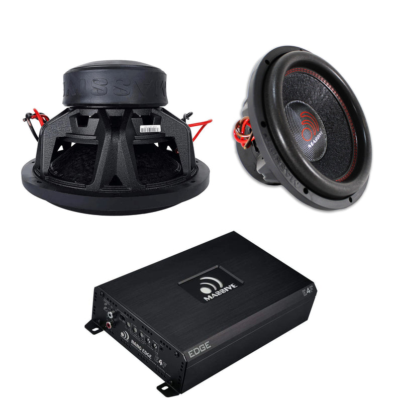 Massive Audio Monoblock 4000W Amplifier Class D W/ 2x 12" 4000W Subwoofers