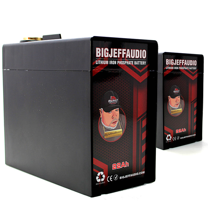 Big Jeff Car Audio 2 Pack Compact 44AH 12V Lithium LFP Batteries 6000W BJ-LI-22AH