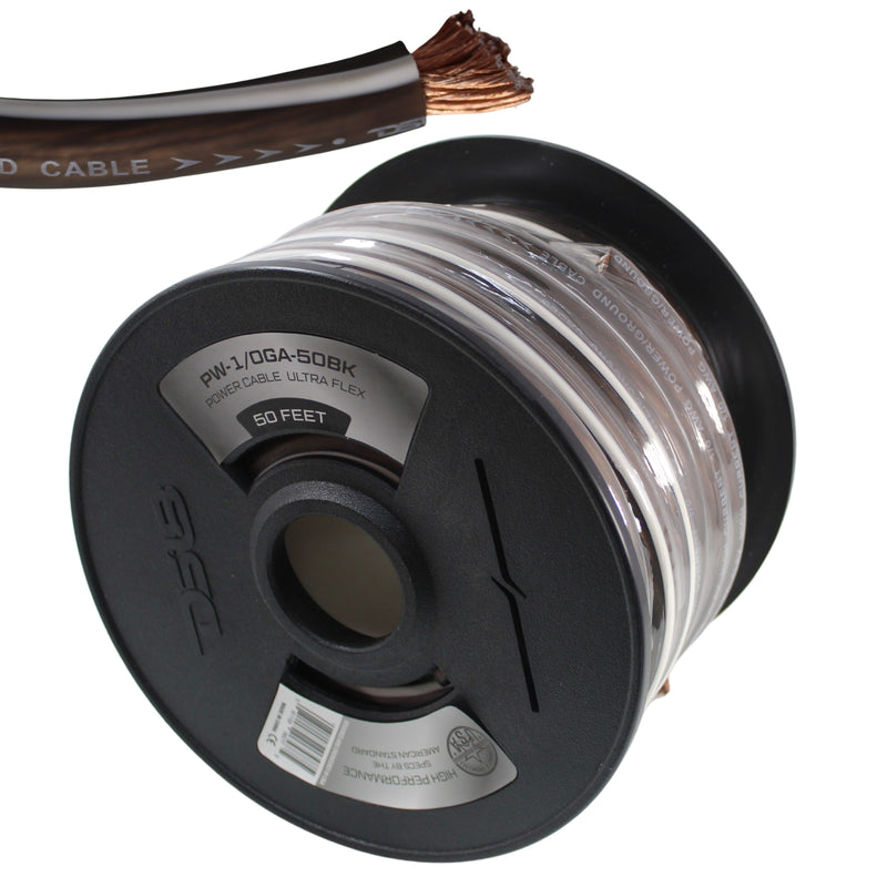 DS18 Car Audio 0 AWG CCA Power/Ground Wire Black Lot Cut By The Foot