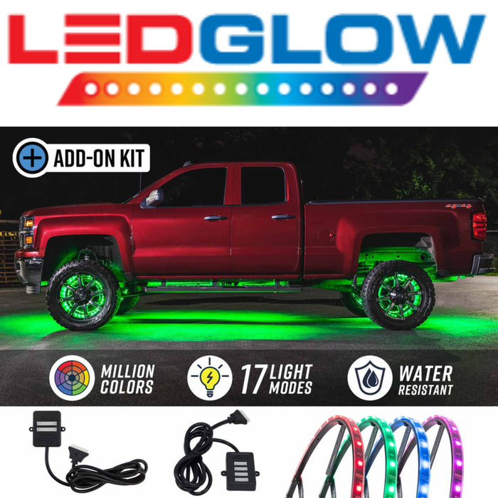 LEDGlow 4pc 17" LED Wheel Ring Add-On Lighting Kit For Wireless Underbody Kits