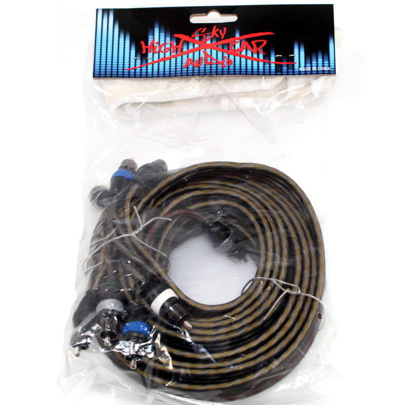Sky High Car Audio Twisted 4-Channel Metal RCA Cable Wire 18 Feet