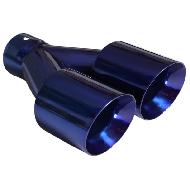 Mach-Speed Dual Universal Exhaust Tip Slant Cut Double Wall Powder Blue ET-025Bl