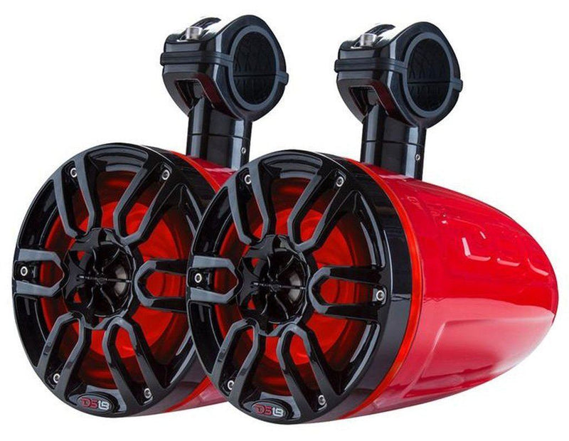 DS18 Pair of 8" Marine & Powersports RGB LED Tower 125W RMS Speakers NXL-X8TP/RD - Big Jeff Online Inc