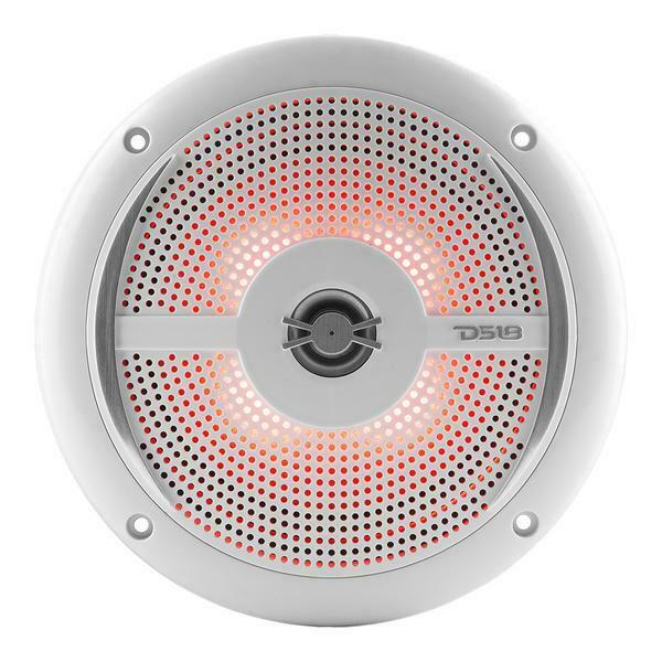 DS18 6.5" 200W 4-Ohm 2-Way Slim Marine Speakers Pair W/RGB LED White NXL-6SL
