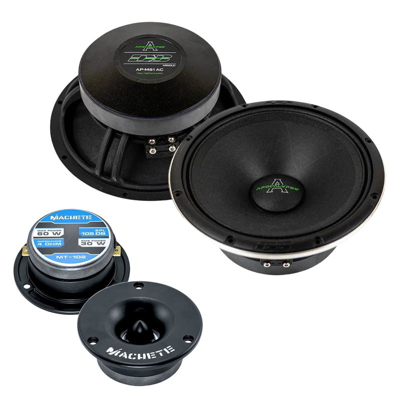Pair of Deaf Bonce 8 Mid-Bass Speakers 600W 4 Ohm w/ 1" Bullet Tweeters 240W