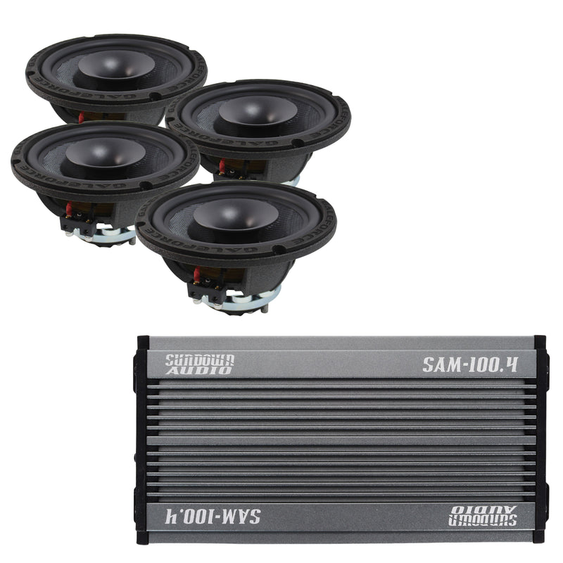 4x Galeforce 8" 450W Marine Speaker + Sundown 4 Channel 400W BT Amplifier