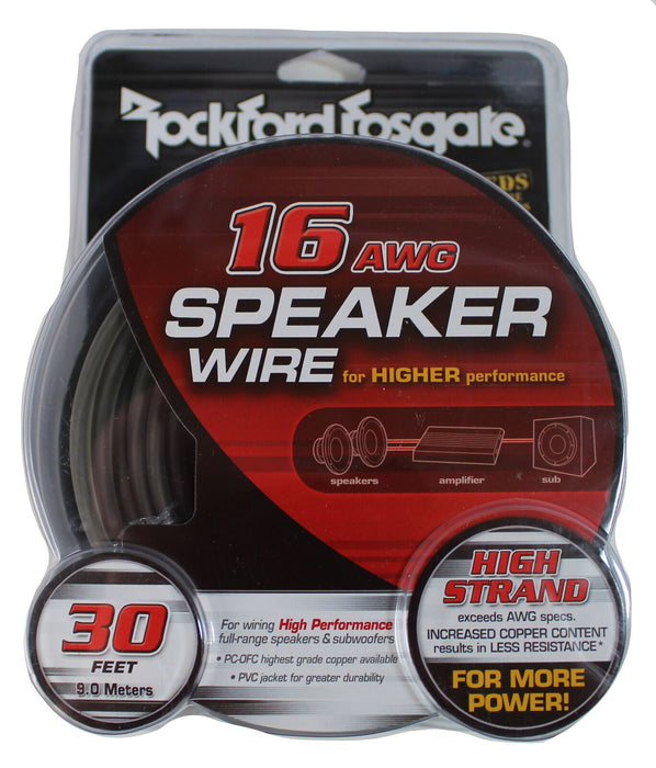 Rockford Fosgate 16 AWG 30 Foot Packaged Speaker Wire Black / Silver RFWP16-30