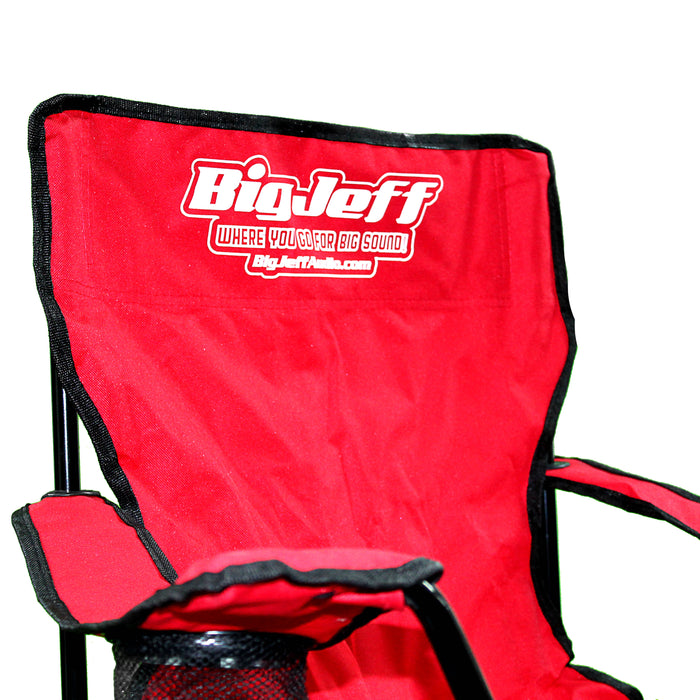 Official Big Jeff Audio Quick Foldable Chair with Cupholder Carrying Bag Red