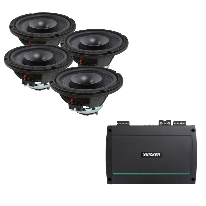 4x Galeforce 8" 450W Marine Speaker + Kicker 4 Channel 1100W Marine Amplifier