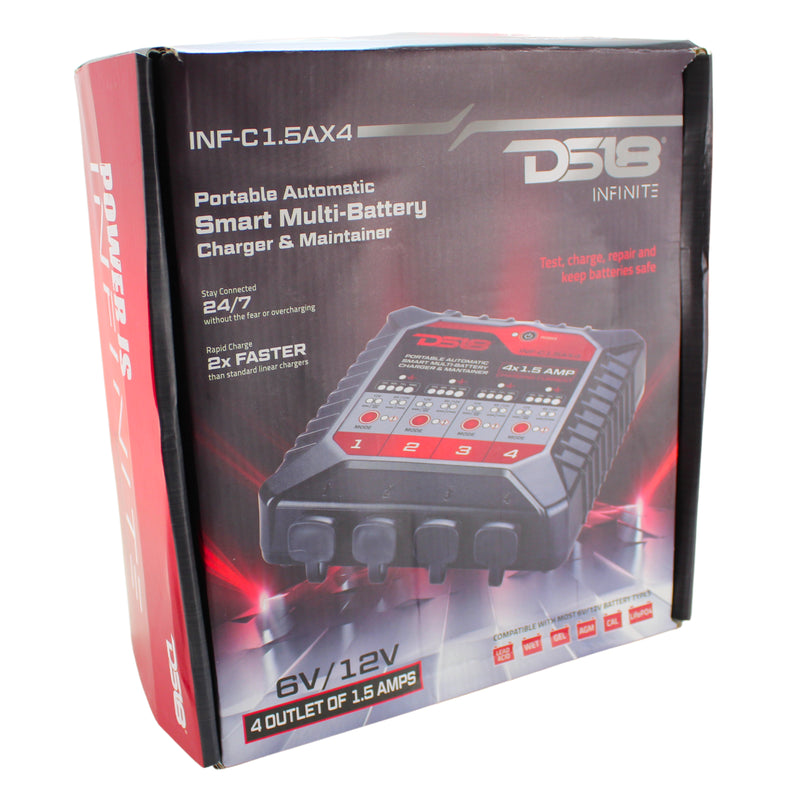 DS18 4x1.5A Automatic Smart Lithium AGM Battery Charger & Maintainer INF-C1.5AX4
