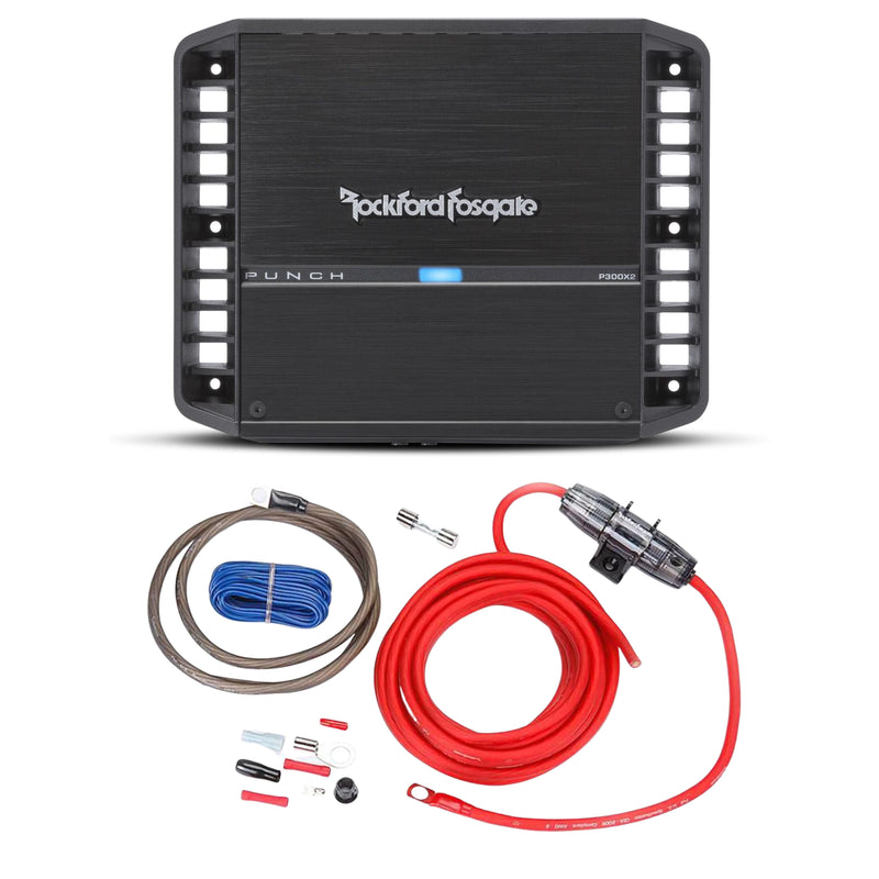 Rockford Fosgate Punch 300W 2-Channel Amplifier P300X2 + Install Kit
