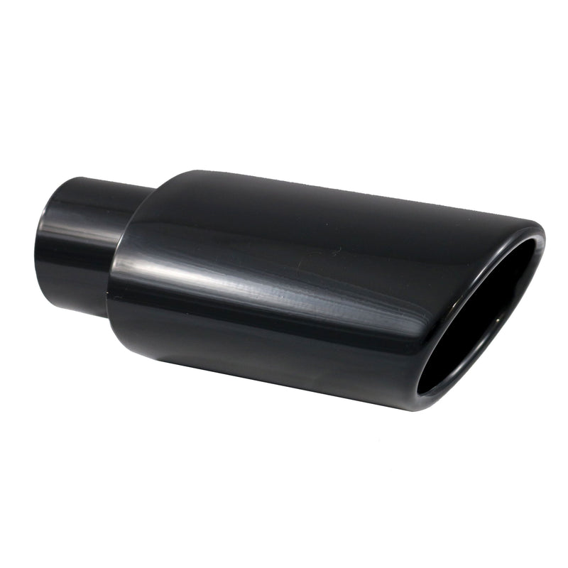 Mach-Speed Universal Exhaust Rolled Edge Slant Cut Single Wall Gloss Black T820G