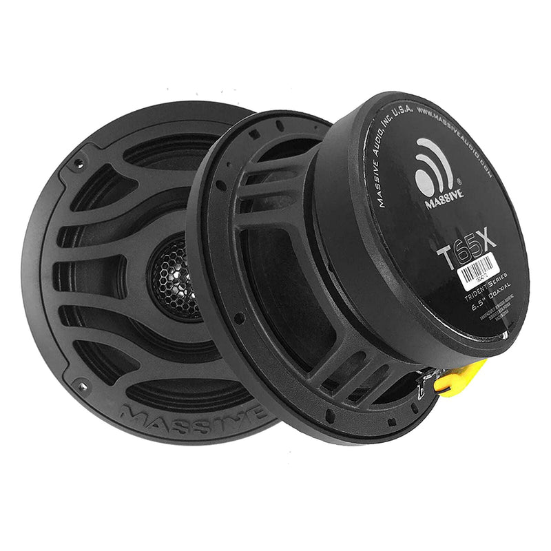 Pair of Massive Audio T65X 6.5" 480 Watt 4 Ohm 2-Way Marine Coaxial Speakers