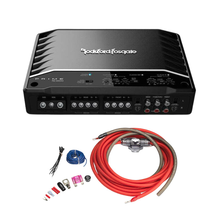 Rockford Fosgate Prime 500W 4-Channel Full Range Class D Amplifier +Install Kit