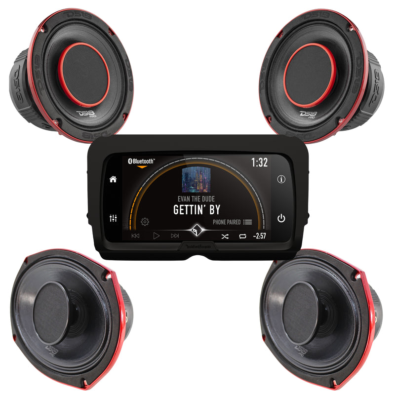 Rockford PMX HD14 Harley Davidson Radio & DS18 Motorcycle 6.5" + 6x9" Speakers