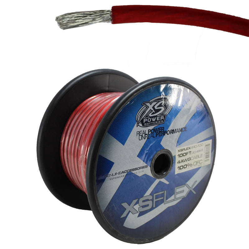 XS Power 4 AWG 100% OFC XS Flex Power/Ground Wire Red Lot Cut By The Foot