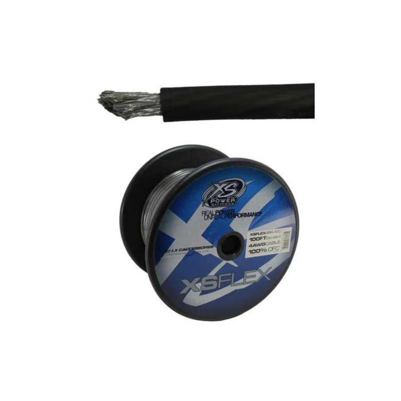 XS Power 4 AWG 100% OFC XS Flex Power/Ground Wire Black Lot Cut By The Foot