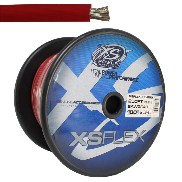 XS Power 8 AWG 100% Oxygen Free Copper XS Flex Power/Ground Wire Red Lot