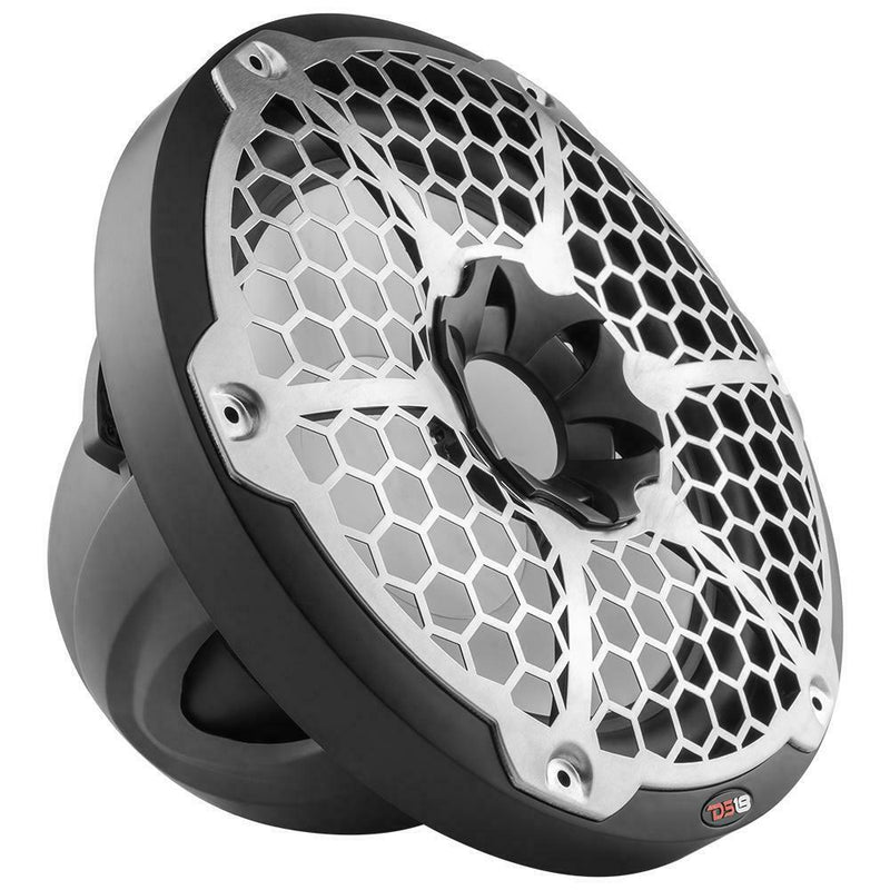 DS18 NXL-12SUB-BK 12" 700W Marine Subwoofer, IP65 waterproof with RGB LED lighting. Built tough for boats and outdoor bass systems. Side Angle View