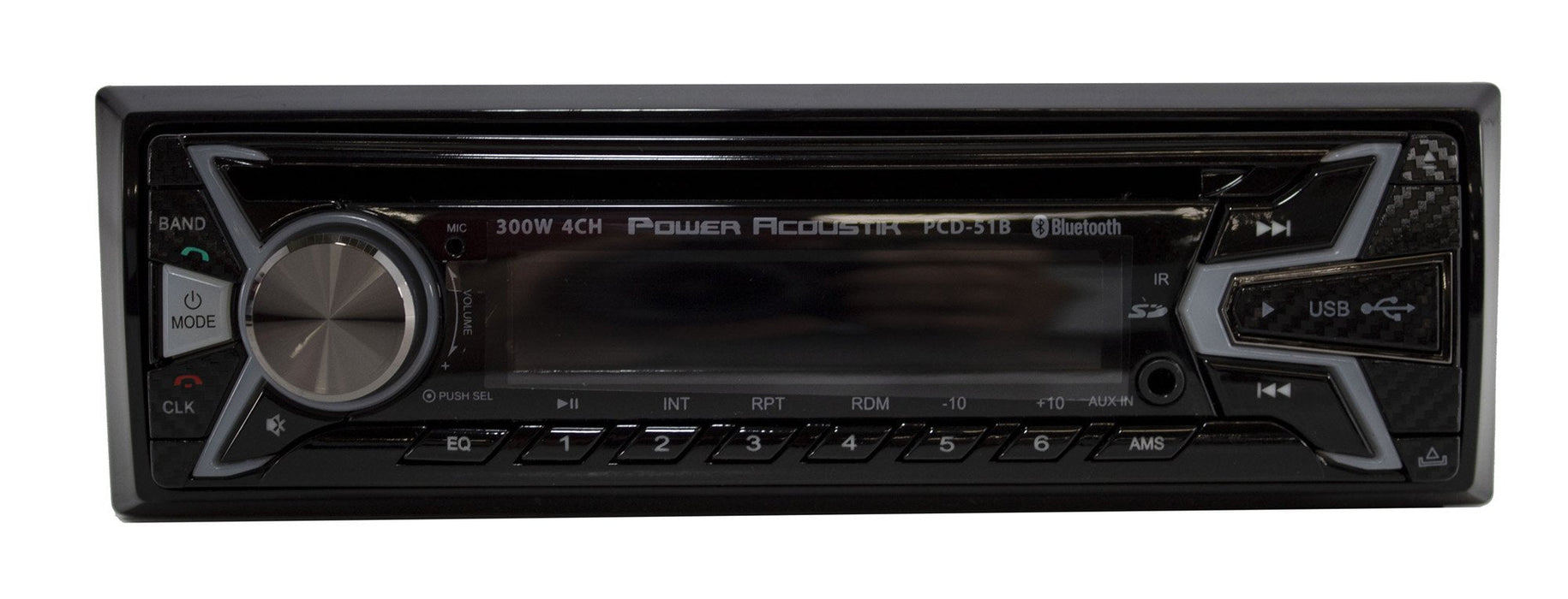 Power Acoustik Car Radio In-Dash V2 Single Din FM Receiver w/ Bluetooth PCD-51B