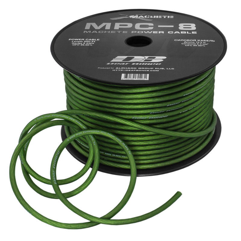 Deaf Bonce Car Audio 8 AWG OFC Power/Ground Wire Green Lot Cut By The Foot