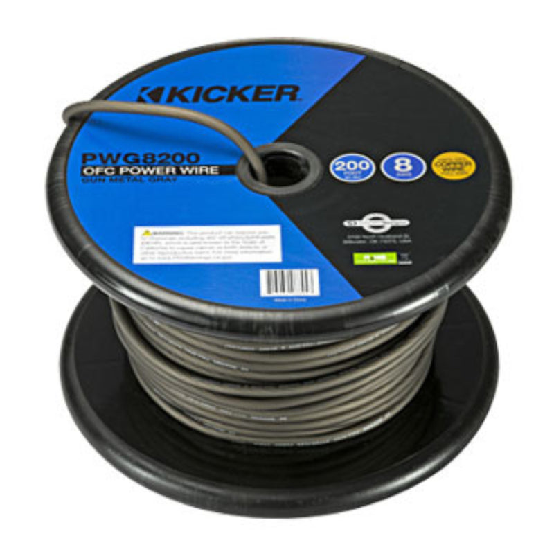 Kicker 8 Gauge OFC Power/Ground Wire Gray Lot Cut By The Foot
