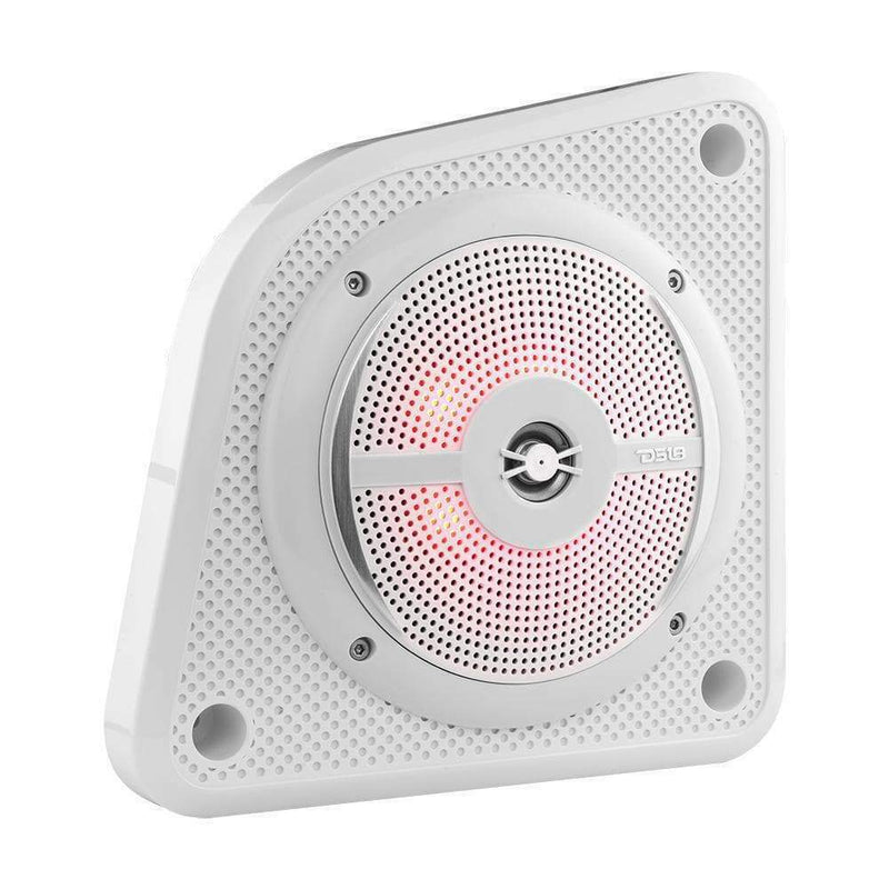 Pair of DS18 6.5" 100W 4 Ohm 2-Way RGB Slim Marine Speaker w/ Enclosure EN6SLIM