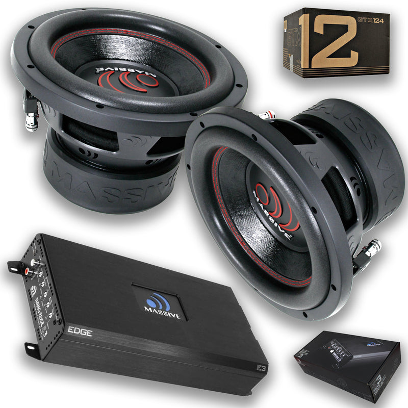 Massive Car Audio 2x 12" Subwoofer 2800W DVC 4 Ohm & 2800W Monoblock Amplifier