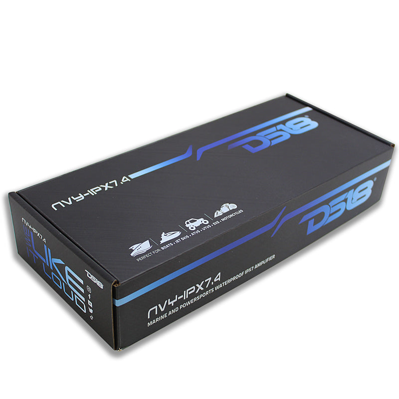 DS18 4Ch Marine & Powersports Amplifier Class D 1440W /w Fuse & Holder NVY.IPX7