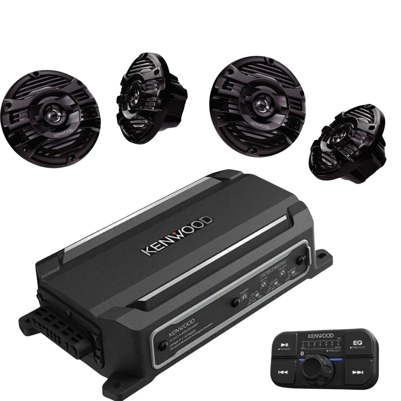 Kenwood 4 Channel 600W Bluetooth Amplifier W/ 2 Pair of 6.5' Marine Speakers