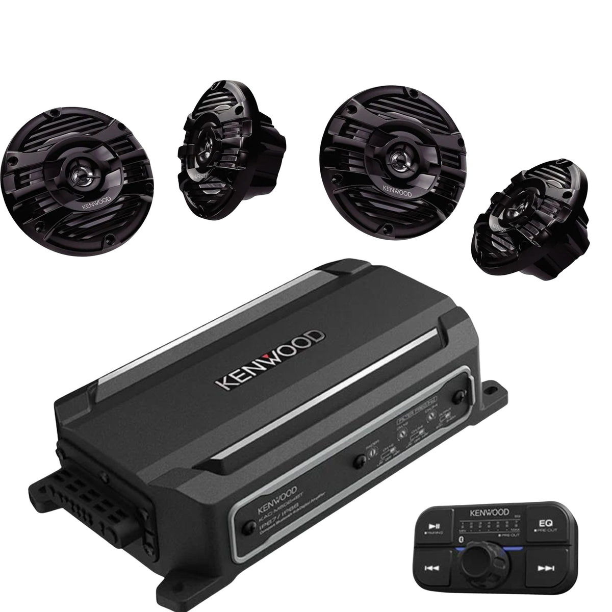 Kenwood 4 Channel 600W Bluetooth Amplifier W/ 2 Pair of 6.5
