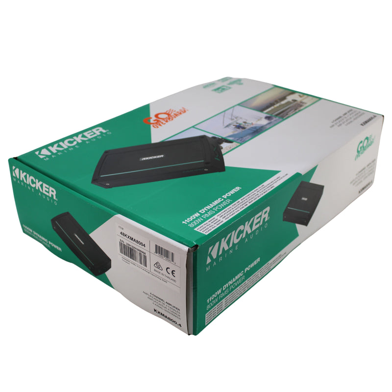 Kicker Marine 4-Channel Class-D Full Range 800W RMS 2-Ohm Amplifier - 48KXMA8004