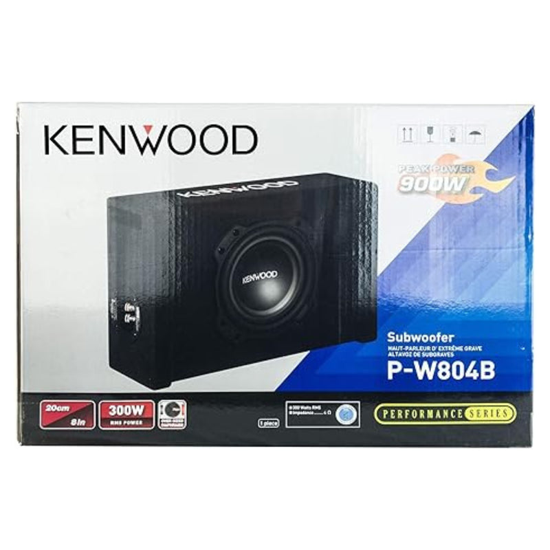 Kenwood Single 8" Loaded 300W 4 Ohm Subwoofer Shallow Vented Enclosure P-W804B