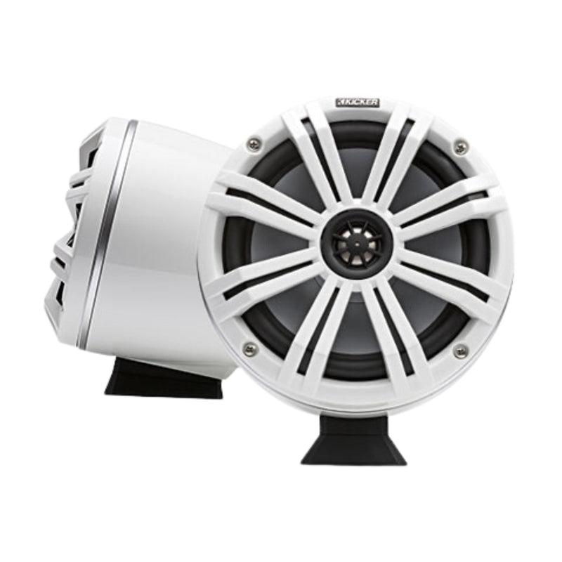 Kicker Pair of White 8" Flat-Surface-Mount Marine Wake Tower Speakers 46KMFC8W