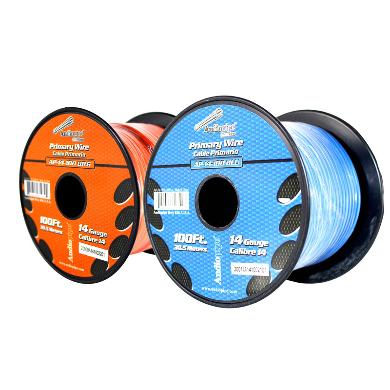 14 GA 100 FT Blue Orange Stranded Spools of CCA Primary Power Ground  Wire Cable