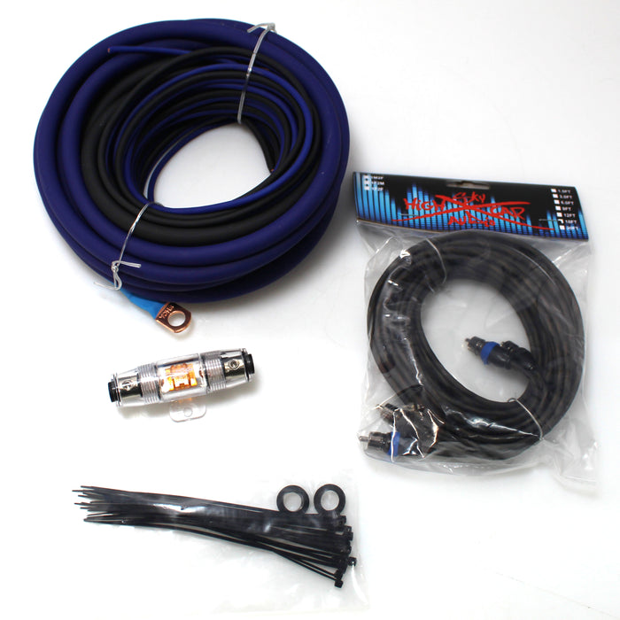 Sky High Car Audio 4 GA OFC Amplifier Wiring Kit Blue Power Black Ground